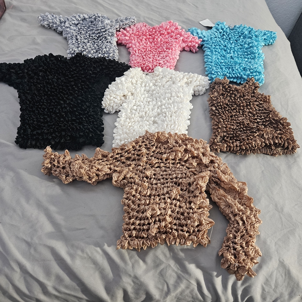 Women's Short Sleeve Textured Tops - Multi-Color Set Of 7